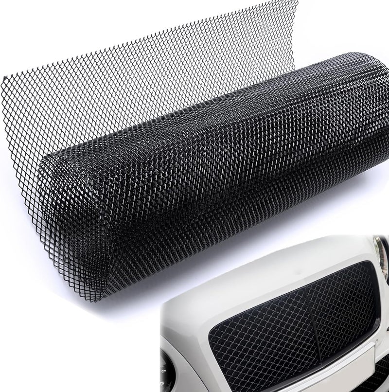 AICARS 40''×13'' Car Grill Mesh Metal Mesh 101x33cm Black Painted Aluminum Alloy Expanded Metal Sheet with 6x12mm Rhombic Hole Insert Bumper - Image 1